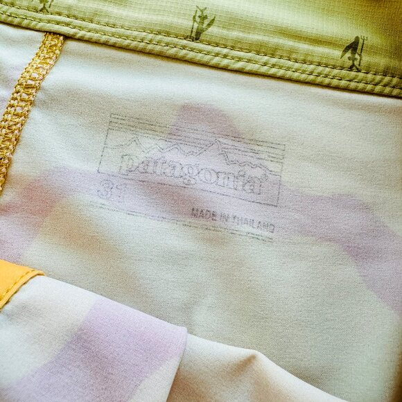 Mens Patagonia Yellow Pink Stretch Hydropeak Gerry Lopez Boardshorts 31 In - Picture 5 of 5